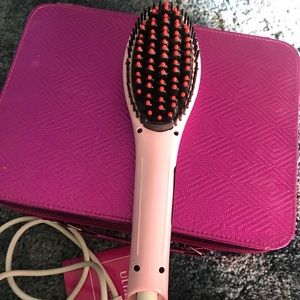 Hair brush straightener